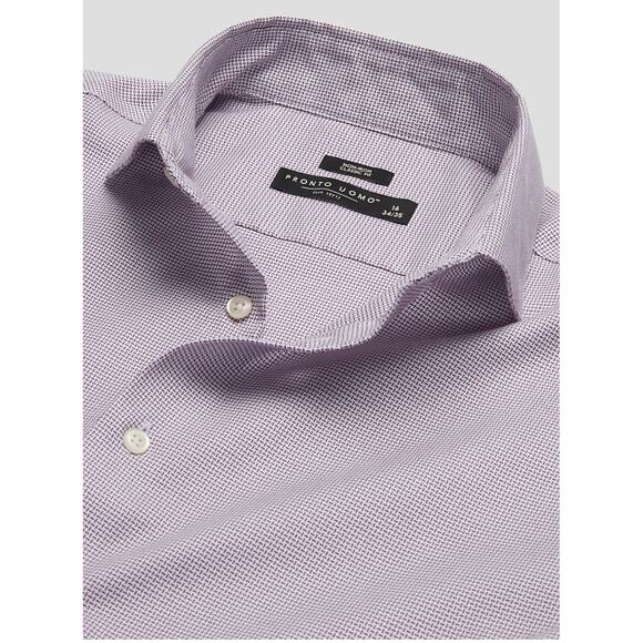 Pronto Uomo Classic Fit 100% Cotton Basketweave Dress Shirt in 17.5/M - Picture 1 of 7